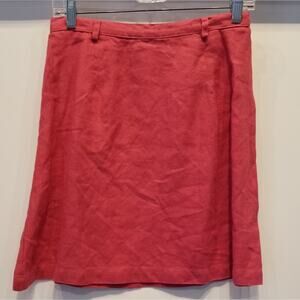 Coral Linen Skirt, Flat front Elasticized Back Comfortable Women's Size M NWOT